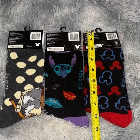 Disney Character 9-13 Crew Socks Trio - Bambi, Stitch, Mickey - Picture 3 of 3
